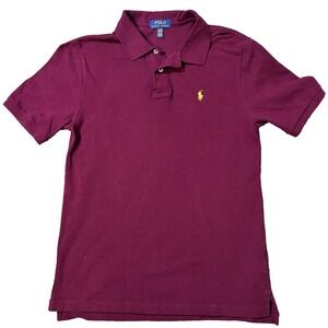 Ralph Lauren Polo Shirt Youth XL Burgundy Short Sleeve Classic Fit Pony Preppy